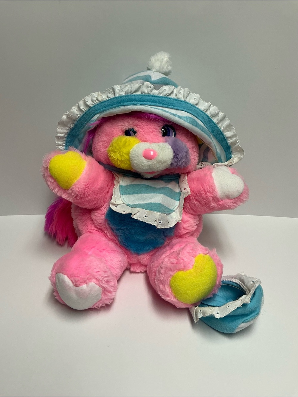 Vintage Mattel Popples Baby Cribsy 80s Pink Plush Stuffed Animal READ INFO